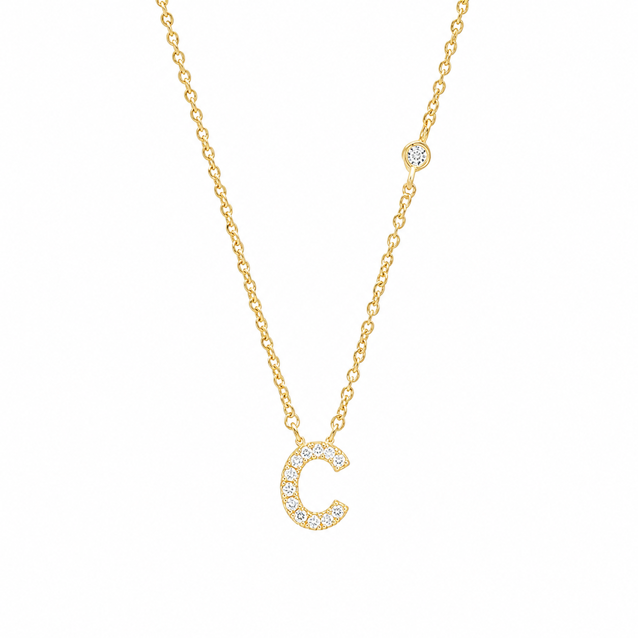 Gold Initial Letter Necklace