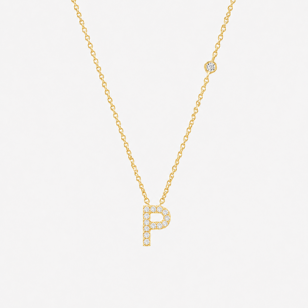 Gold Initial Letter Necklace
