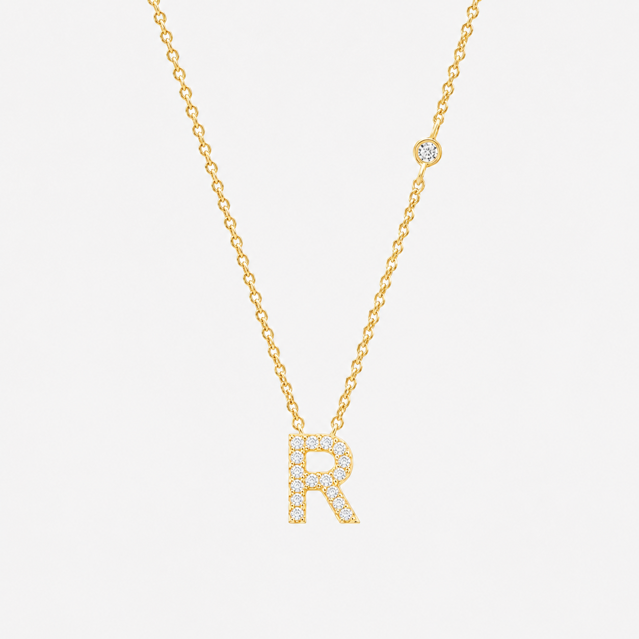 Gold Initial Letter Necklace