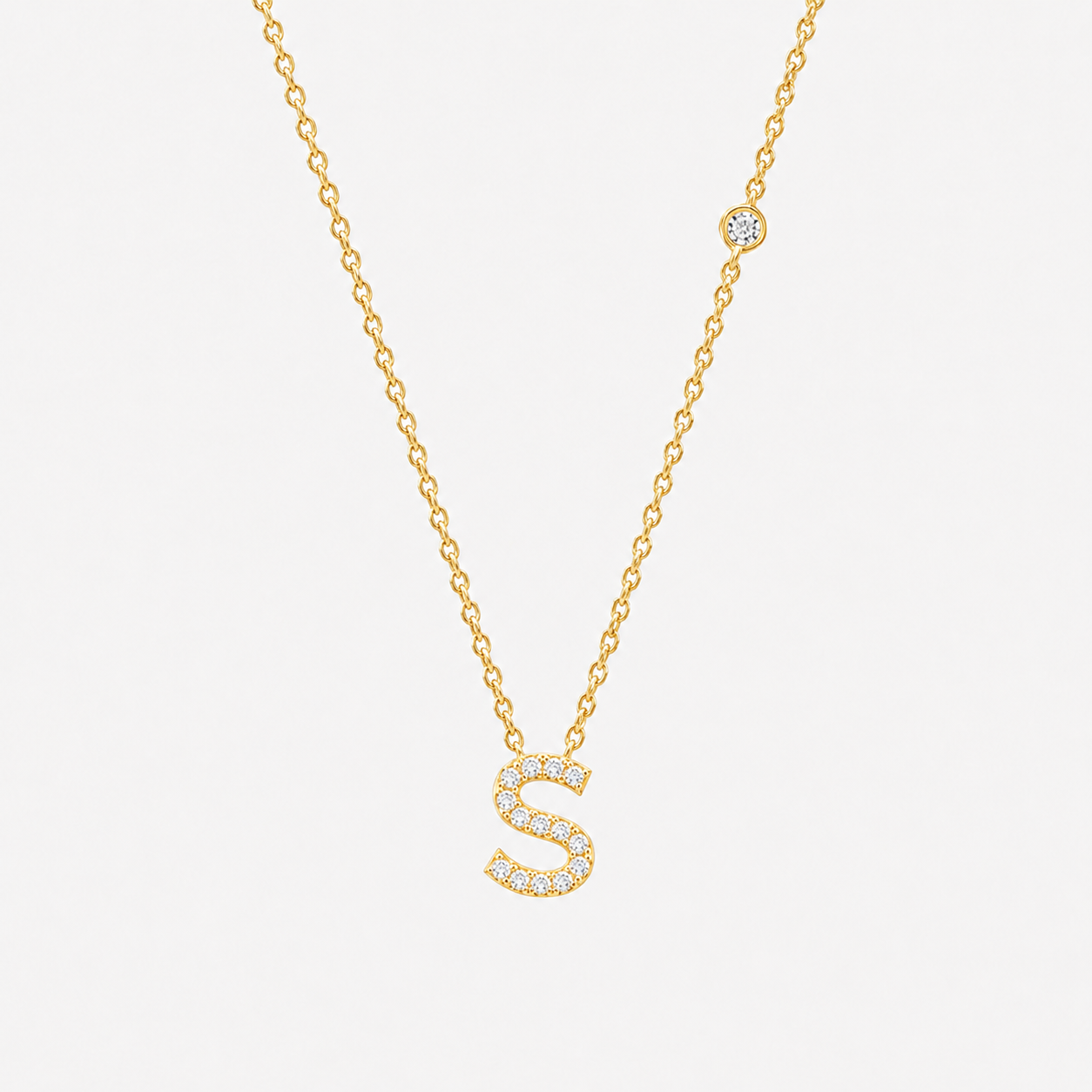 Gold Initial Letter Necklace