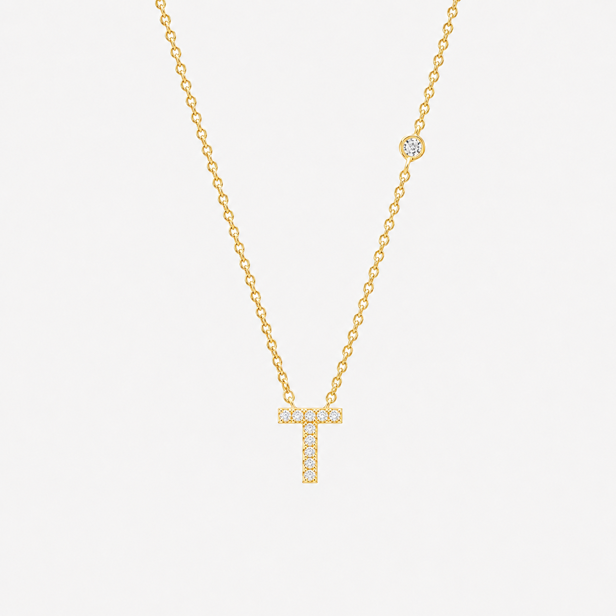 Gold Initial Letter Necklace
