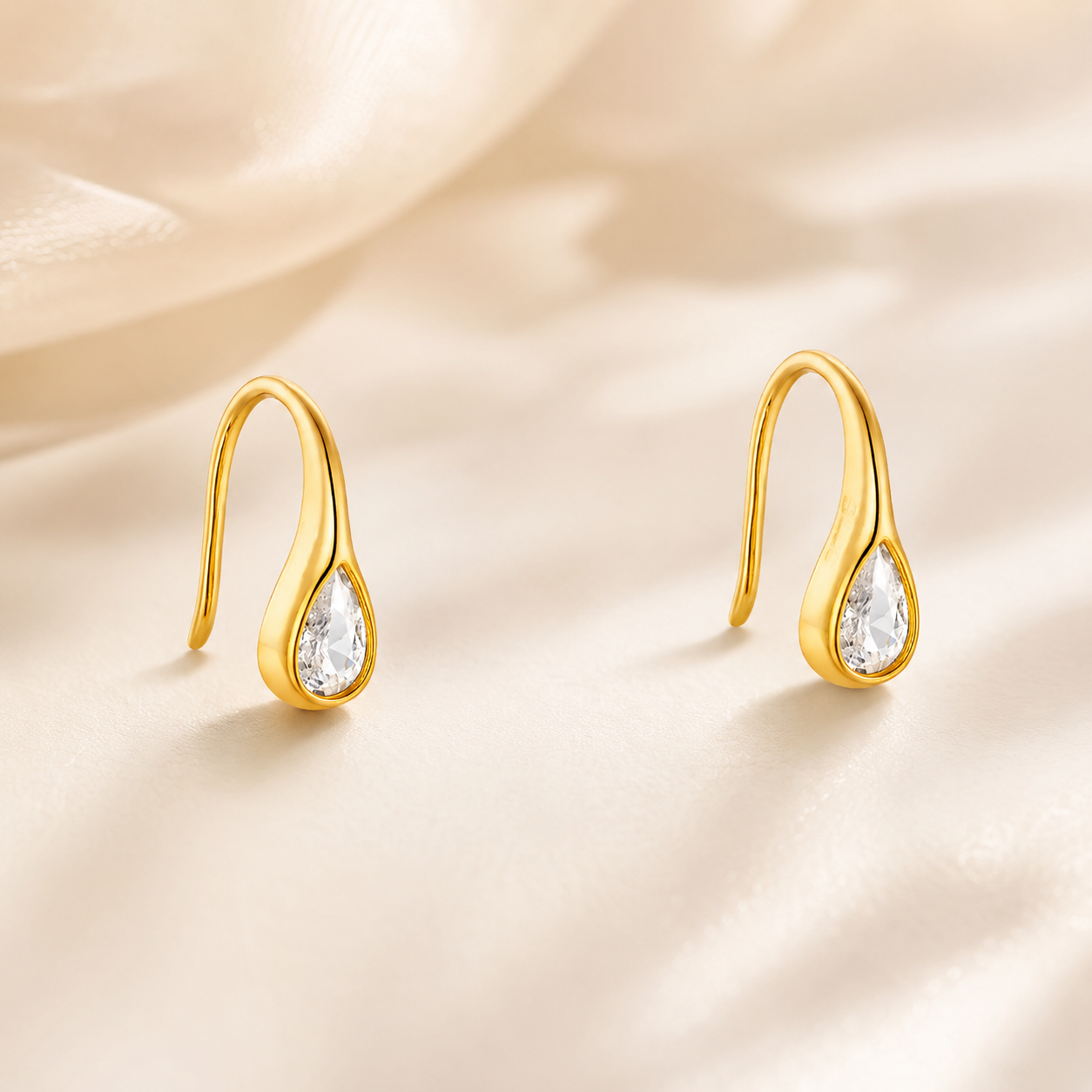 Gold Sterling Silver Teardrop Earrings